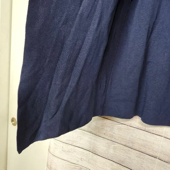 Eileen Fisher Tencel Silk Draped Open Front Cardigan Midnight Blue Size Large - Picture 5 of 14